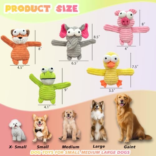MRSOHRET 5 Pack Dog Toys, Durable Dog Squeaky Crinkle Plush, Puppy Toys - Image 2