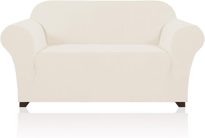 Stretch Sofa Slipcover 1 Piece Sofa Cover for 3 Cushion Couch Furniture Protector/Cover Couch with Elastic Bottom Soft and Durable Sofa Cover Pet Protector (XL Sofa,Cream)