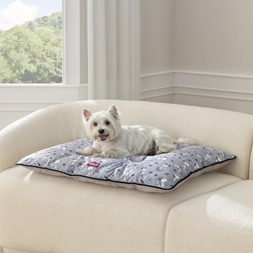 Berkshire Peanuts® Square Dog Bed, Suedemink Fleece Pet Mat with Waterproof & Non-Slip Bottom, Soft Plush Dog Mat for Crate, Couch, or Floor, Machine Washable(Poses & Paws Chateau Grey, Medium) - Image 2