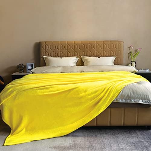 Yellow Fleece Plush Throw Blanket 50"x70"for Couch Sofa Fuzzy Cozy Flannel - Image 2