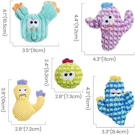 Pawsible 5 Pack Cactus Catnip Toys, 100% Organic Catnip Toys for Indoor Cats, Interactive Plush Chew Fun Without Cotton, Teething Soft Kittens Toys for Kitty, Colorful - Image 3