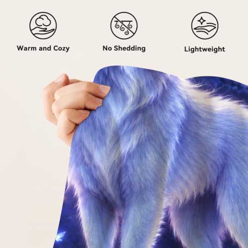 White Wolf Throw Blanket Enchanted Forest Animal Gifts 60''X80'' - Image 6