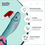 Huxley & Kent Plush Cat Toy - Holiday Interactive Catnip Toy for Cats & Kittens - Soft with Crinkle & Catnip - Fun Indoor Play - Fishmas Sardine Mint - Image 4
