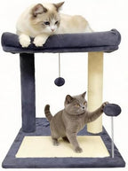 Cat Scratching Post, 19.69" H(50cm) Cat Tree with Cat Bed, Scratching Posts for Indoor Cats with Two Plush Balls Toy, Small Cat Tree for Kittens/Cats Playing and Relaxing (20 in Grey Cat Tree) by Unknown