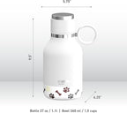 asobu Buddy Bottle, a Stainless Steel Insulated Water Bottle with Removable Dog Water Bowl and Dog Food and Treat Storage plate (White, 37 oz Water Bottle with 2 Bowls)