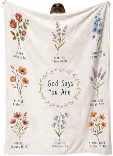 COMFAR Christian Floral Throw Blanket, Christian Gifts for Women, Baptism/Religious/Inspirational/Catholic/Encouragement/Birthday Gifts for Women, First Holy Communion Gifts for Girls 40"x 50" by COMFAR