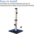 MECOOL 34“ Tall Cat Scratching Post Premium Basics Kitten Scratcher Sisal Scratch Posts Trees with Hanging Ball for Indoor Cats, Navy - Image 7