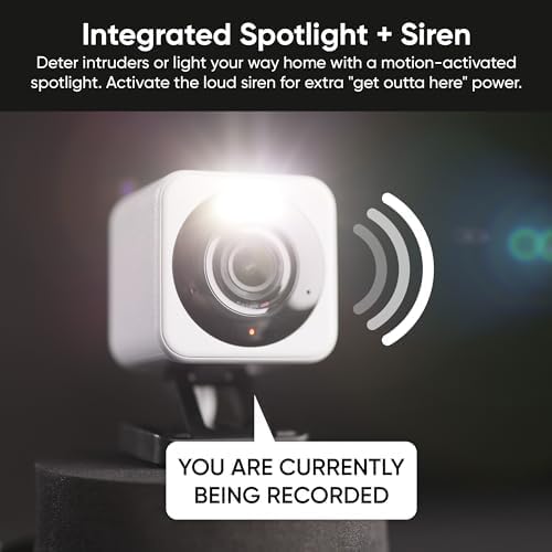 WYZE Cam v4 (Latest Model), 2.5K AI Security Camera, Indoor/Outdoor Cameras for Home Security, Baby Monitor & Pet Camera, Vibrant Color Night Vision, No Subscription Required