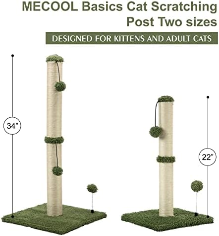 MECOOL Cat Scratching Post Premium Basics Kitten Scratcher Sisal Scratch Posts with Hanging Ball 22in for Kittens or Smaller Cats, Cactus Green - Image 6