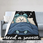 Sleepy Alarm Clock Blanket Throw Gift for Girls Women 50"X40" - Image 4