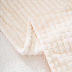 Puncuntex Fleece Blanket Cream White 108"×90" with Square Grid Design - Image 6