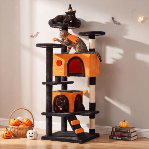 54 Inch Cat Tree Tower with Natural Sisal Scratching Post - Image 2