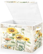 Bolaz Storage Bins with Lids and Handles,Sunflower Stamp Storage Box Basket with Cover Collapsible Organizer Containers for Home Closet, Shelves by Unknown