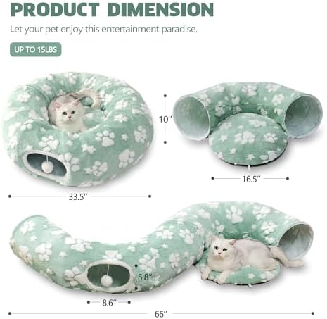 Cute Round Cat Tunnel for Indoor Cats, Green - Image 6