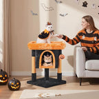 Yaheetech Halloween Cat Tree, Black/Pumpkin Orange Small Cat Tower - Image 2
