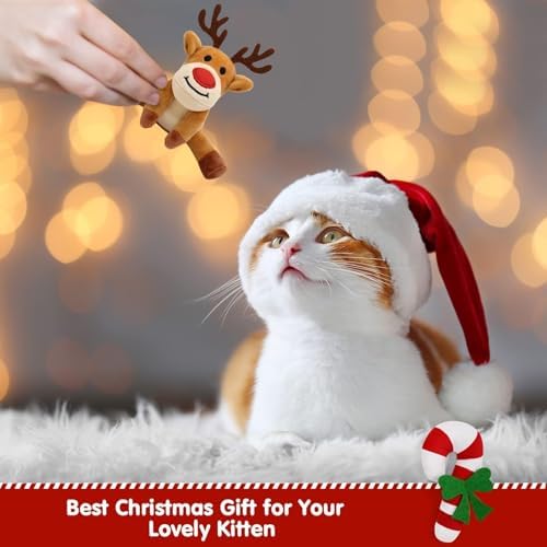 Vansolinne Plush Christmas Catnip Toys for Indoor Cats 6 Pack - Image 6