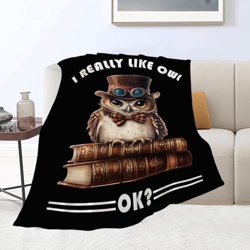 Owl Blanket Book Throw Blankets Funny Gifts for Girls Boys Kids Soft Cozy Fleece Plush for Couch Sofa Bed 60"x50" - Image 3