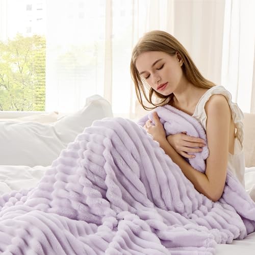Bedsure Soft Throw Blanket for Couch Decor Gifts Lavender Fog 50"x70" - Image 4