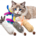 Cat Toys with Rabbit Feather 3 Kicker Fur Interacitve Toy Crinkle by NSWXZDS
