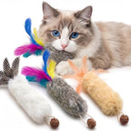 Cat Toys with Rabbit Feather 3 Kicker Fur Interacitve Toy Crinkle by NSWXZDS