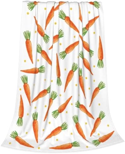 Easter Cartoon Carrots Flannel Blanket, Soft Cozy Anti Pilling Throw Blanket, Winter Lightweight Blanket for Home Party Bed Sofa Couch, 60" x 80" by Qilerongrong