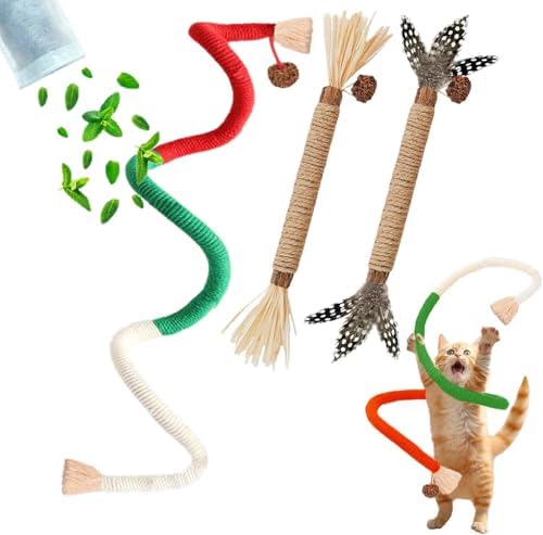 Cat Toys 3PCS Mix Catnip Chew Rope Silvervine Stick for Indoor Cat by GREMBEB