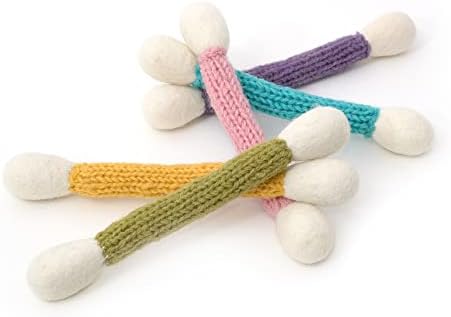 Glaciart One Swab Cat Toys with Catnip, 5 Pcs Wool Felt Chew Sticks for Indoor Cats, Interactive Kitten Toys for Exercise and Play, Gift Idea by GlaciartOne