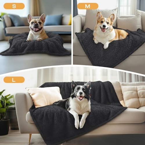 1 Pack 3 Calming Blankets Fluffy Premium Fleece Pet Blanket Soft Sherpa Throw for Dog Puppy Cat Black Large (41"x31") - Image 3