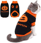 PUMYPOREITY Halloween Cat Sweater for Cats Only, Pumpkin Ghost Knit Sweater by PUMYPOREITY