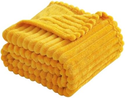 Gold Fleece Throw Blanket 108”×90” for Couch Sofa Livingroom - Image 3