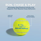 Best Pet Supplies Interactive Squeaky Dog Chew Toy, Ideal Dog Toys for Chewers, Small, Medium & Large Dogs, and Fetch Lovers - Tennis (Yellow), Medium (Pack of 4) - Image 3