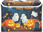 Bolaz Storage Bins with Lids and Handles,Halloween Background with Pumpkins Ghosts and Cemetary Storage Box Storage Basket with Cover Collapsible Organizer Containers for Home Closet, Shelves - Image 2