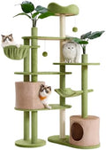 Feandrea Cat Tree, 68.1-Inch Multi-Level Plush Cat Tower, Artificial Leaves by FeandreabySONGMICSHOME