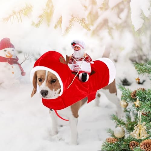 BWOGUE Santa Dog Costume, Dog Christmas Outfit, Riding Pet Costume, Size M - Image 2