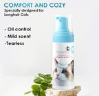 Mooncat Long Hair Cat Shampoo & Grooming Brush Set — Waterless, No Rinse | No bathtub needed, Mousse loosens dirt, Brush removes fur & dander, Detangles mats, Fresh scent, Kitten safe 8+ weeks