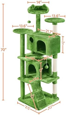 Yaheetech 70in Multi-Level Sturdy Cat Tree, Condo, Sisal Scratching Posts - Image 3