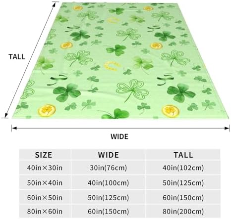 St. Patrick's Day Shamrock Greens Blanket, Ireland Lucky Clovers Throw Blanket, Horseshoe Gold Coin Flannel Blanket, Soft Lightweight Warm Fleece Blanket for Chair Sofa Couch, 40 x 50 Inch - Image 7