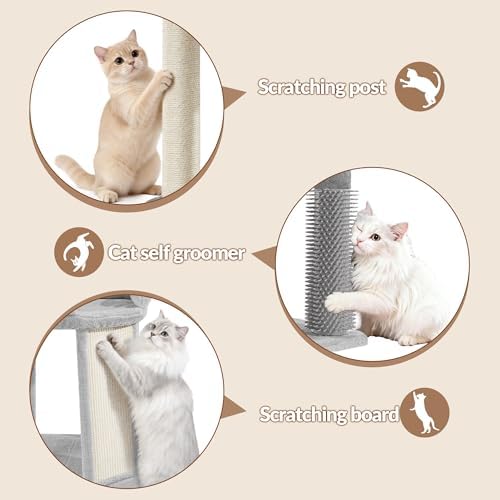 Small Cat Tree with Cat Scratching Post, 18.9 in Tower Light Gray - Image 4
