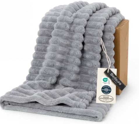 Bedsure Soft Light Grey Throw Blanket for Couch Decor Gifts 50"x70" by BEDSURE