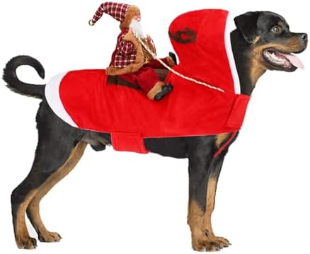 BWOGUE Santa Dog Costume, Dog Christmas Outfit, Riding Pet Clothes, Size L by BWOGUEPetHome