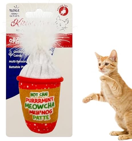 Huxley & Kent Plush Crinkle Catnip Cat Toy, Latte My Way by HuxleyKent
