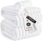 Bedsure Full Size Fleece Blankets for Bed Bright White 84"x90" by BEDSURE