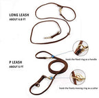 Multi Function 8ft Leather Dog Leash, Genuine Leather Hands Free Leash for Small, Medium and Large Dogs