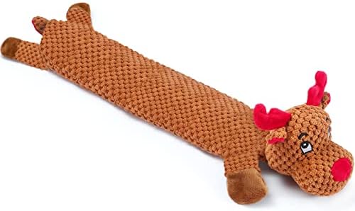 Senneny No Stuffing Dog Christmas Toys with Squeakers, Crinkle Xmas Plush Dog Toys for Large Medium Small Dogs, Durable Interactive Dog Toys for Puppies, Reindeer by Senneny