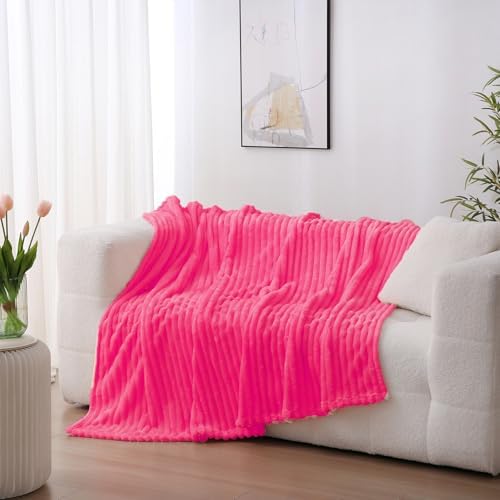 Hot Pink Fleece Throw Blanket 60”×80” for Couch Sofa Livingroom - Image 4