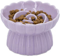 Ceramic Cat Slow Feeder, Raised Slow Feeder Cat Bowl, Anti Vomiting and Whisker Friendly Kitty Dish, Elevated Puppy Kitten Food Bowl for Dry and Wet Food (Purple)