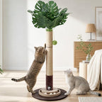 40" Cat Scratching Post, Monstera Leave Large Cat Scratcher Tree by PAWALAYA