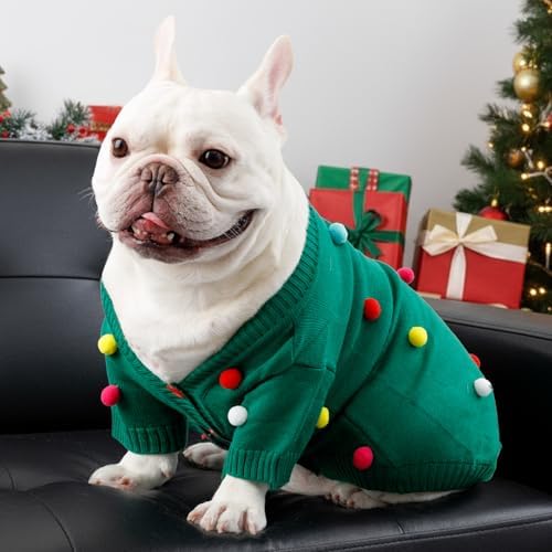 Dog Christmas Sweater Red Plaid Cardigans Dog Christmas Outfit Soft Warm Knitted Pet Clothes Cold Weather Puppy Clothes for Small Medium Large Dogs Cats - Image 2