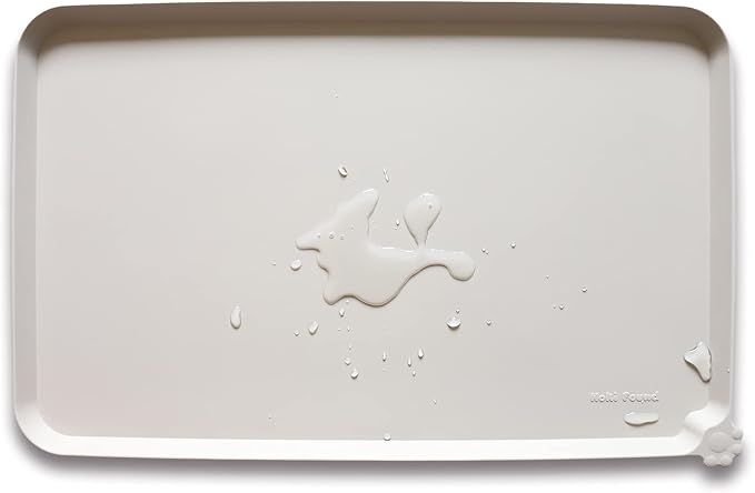 Hoki Found Silicone Pet Food Tray - High-Lips Dog Cat Bowl Mats - Waterproof Dog Cat Food Mats - Colors: Cream Brown