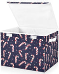 Bolaz Storage Bins with Lids and Handles,Christmas Candy Cane Pattern Storage Box Basket with Cover Collapsible Organizer Containers for Home Closet, Shelves by Unknown